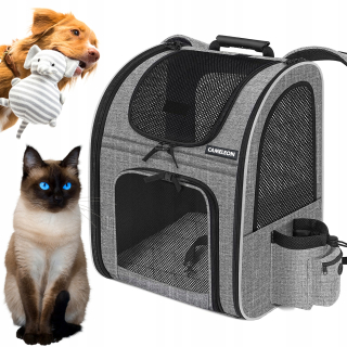 Plastový batoh na prepravu psa Cameleon čierny, odtiene sivej S/M 34 cm x 43 cm x 28 cm